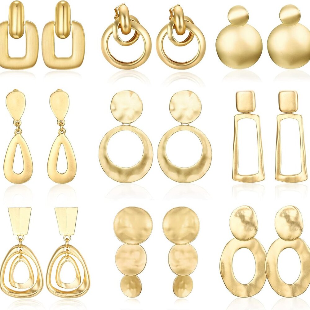 Gold Plated Clip on Earrings for Women Non Pierced Drop Dangle Clip on Earrings